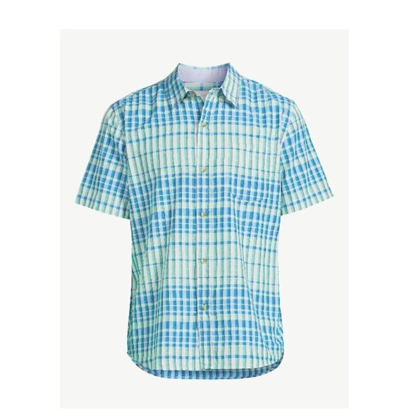 Men's Madras Button Down Shirt with Short Sleeves Size S - Picture 1 of 6